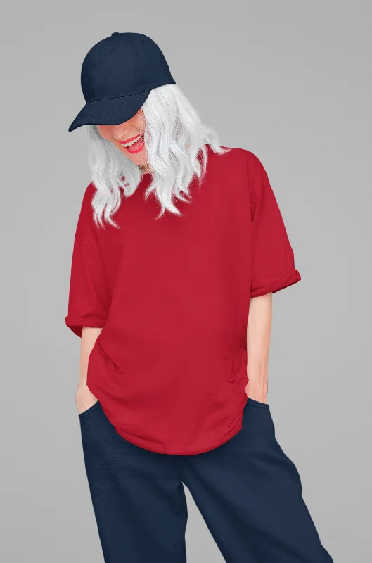 Basic Oversized T-shirt for Women: Red