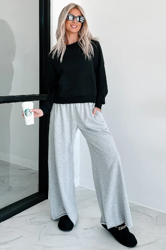 Chasing Relaxation Wide Leg Lounge Pants (Heather Grey)