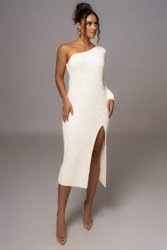 Ivory Long Knit Sweater Dress