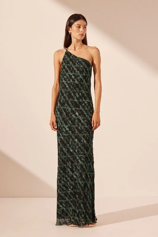 REMI ONE SHOULDER COWL BACK MAXI DRESS