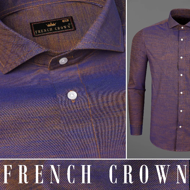 Martinique Blue with Ironstone Brown Two Tone Chambray Chambray Shirt